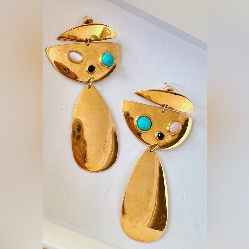 Lizzie Fortunado Gold and Turquoise Statement Earrings